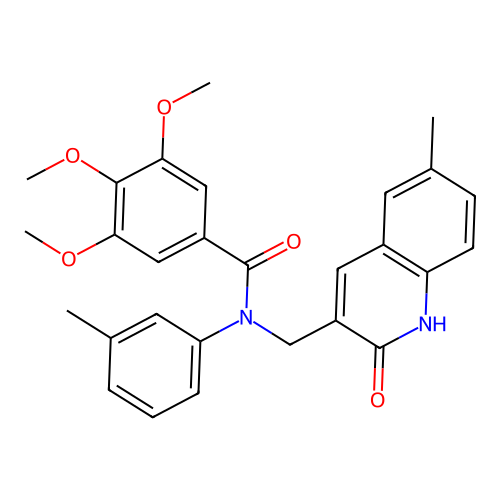 3,4,5-trimethoxy-N-[(6-methyl-2-oxo-1H-quinolin-3-yl)methyl]-N-(3-methylphenyl)benzamide structure