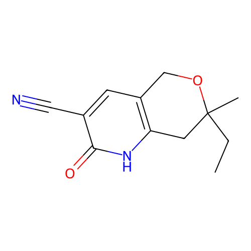 7-ethyl-2-hydroxy-7-methyl-7,8-dihydro-5H-pyrano[4,3-b]pyridine-3-carbonitrile structure