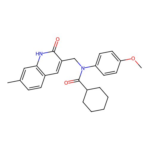 N-((2-hydroxy-7-methylquinolin-3-yl)methyl)-N-(4-methoxyphenyl)cyclohexanecarboxamide structure