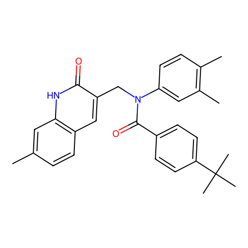 4-(tert-butyl)-N-(3,4-dimethylphenyl)-N-((2-hydroxy-7-methylquinolin-3-yl)methyl)benzamide structure