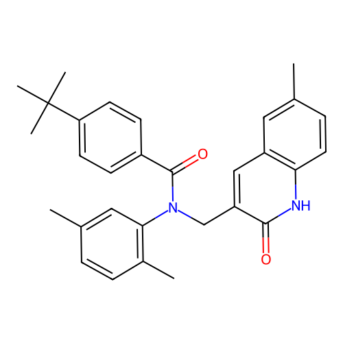 4-(tert-butyl)-N-(2,5-dimethylphenyl)-N-((2-hydroxy-6-methylquinolin-3-yl)methyl)benzamide structure