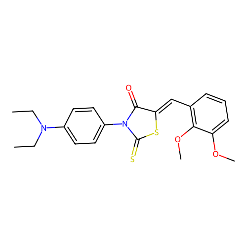 (Z)-3-(4-(diethylamino)phenyl)-5-(2,3-dimethoxybenzylidene)-2-thioxothiazolidin-4-one structure