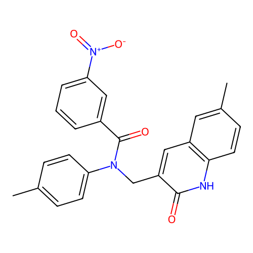 N-[(6-methyl-2-oxo-1H-quinolin-3-yl)methyl]-N-(4-methylphenyl)-3-nitrobenzamide structure