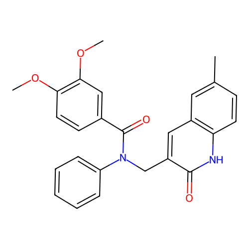 3,4-dimethoxy-N-[(6-methyl-2-oxo-1H-quinolin-3-yl)methyl]-N-phenylbenzamide structure