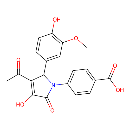 4-[3-acetyl-4-hydroxy-2-(4-hydroxy-3-methoxy-phenyl)-5-oxo-2H-pyrrol-1-yl]benzoic Acid structure