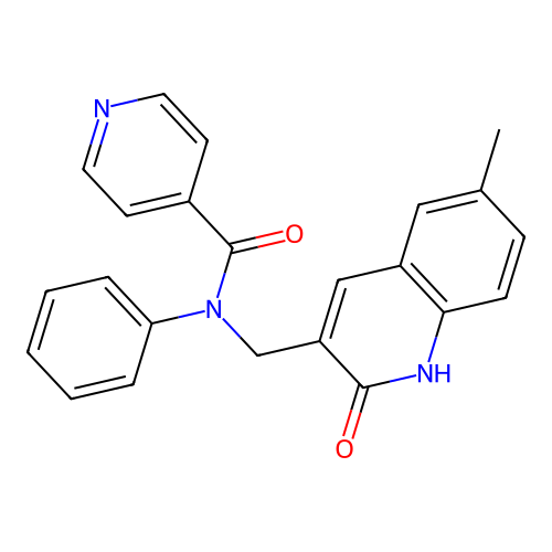 N-[(6-methyl-2-oxo-1H-quinolin-3-yl)methyl]-N-phenylpyridine-4-carboxamide structure