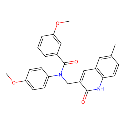 3-methoxy-N-(4-methoxyphenyl)-N-[(6-methyl-2-oxo-1H-quinolin-3-yl)methyl]benzamide structure