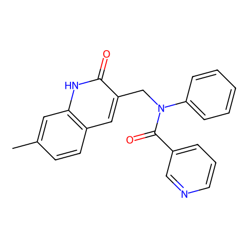 N-[(7-methyl-2-oxo-1H-quinolin-3-yl)methyl]-N-phenylpyridine-3-carboxamide structure