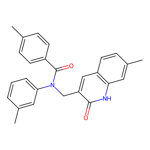 4-methyl-N-[(7-methyl-2-oxo-1H-quinolin-3-yl)methyl]-N-(3-methylphenyl)benzamide structure