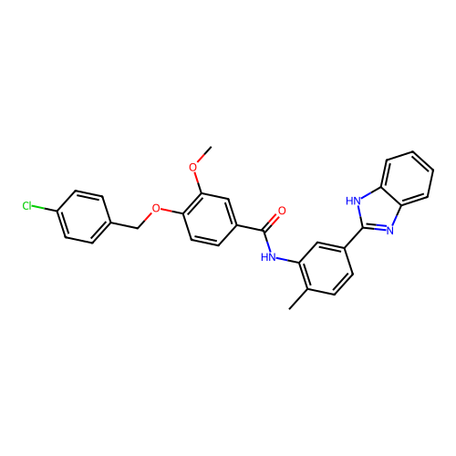 N-[5-(1H-benzimidazol-2-yl)-2-methylphenyl]-4-[(4-chlorobenzyl)oxy]-3-methoxybenzamide structure