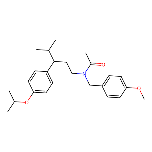 N-(3-(4-isopropoxyphenyl)-4-methylpentyl)-N-(4-methoxybenzyl)acetamide structure