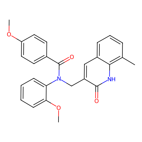 4-methoxy-N-(2-methoxyphenyl)-N-[(8-methyl-2-oxo-1H-quinolin-3-yl)methyl]benzamide structure