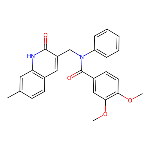 3,4-dimethoxy-N-[(7-methyl-2-oxo-1H-quinolin-3-yl)methyl]-N-phenylbenzamide structure