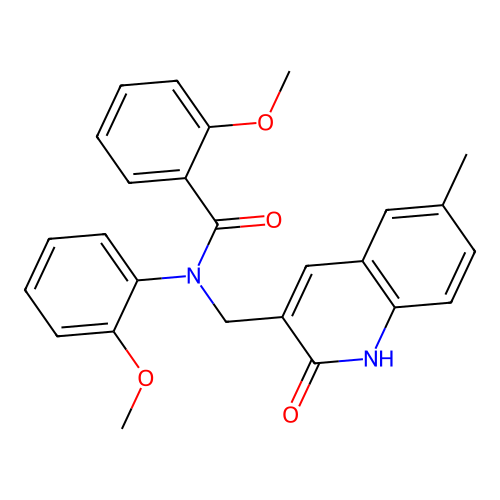 2-methoxy-N-(2-methoxyphenyl)-N-[(6-methyl-2-oxo-1H-quinolin-3-yl)methyl]benzamide structure