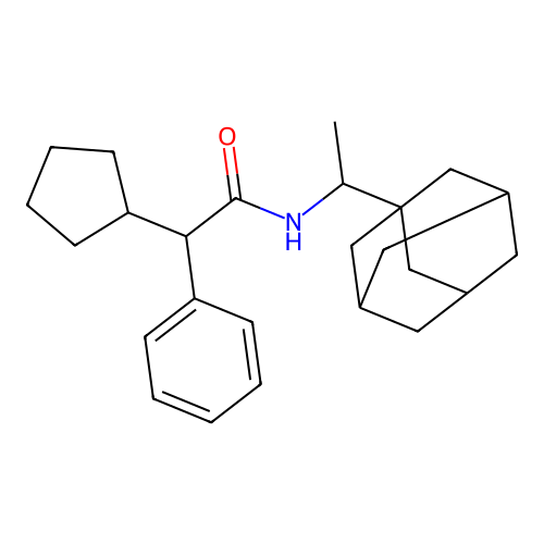 2-cyclopentyl-2-phenyl-N-[1-(tricyclo[3.3.1.1~3,7~]dec-1-yl)ethyl]acetamide structure