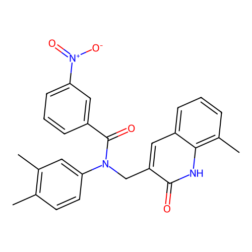 N-(3,4-dimethylphenyl)-N-((2-hydroxy-8-methylquinolin-3-yl)methyl)-3-nitrobenzamide structure