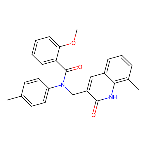 N-((2-hydroxy-8-methylquinolin-3-yl)methyl)-2-methoxy-N-(p-tolyl)benzamide structure