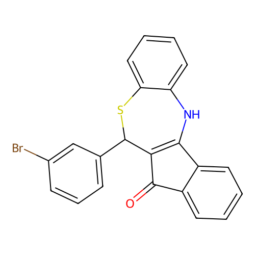11-(3-bromophenyl)-5H-benzo[b]indeno[1,2-e][1,4]thiazepin-12(11H)-one structure