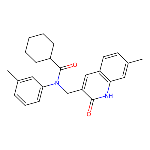 N-((2-hydroxy-7-methylquinolin-3-yl)methyl)-N-(m-tolyl)cyclohexanecarboxamide structure