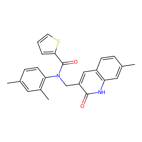N-(2,4-dimethylphenyl)-N-((2-hydroxy-7-methylquinolin-3-yl)methyl)thiophene-2-carboxamide structure