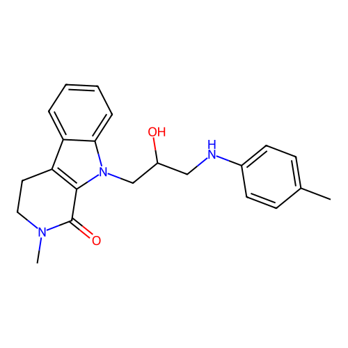 9-[2-hydroxy-3-(4-methylanilino)propyl]-2-methyl-3,4-dihydropyrido[3,4-b]indol-1-one structure
