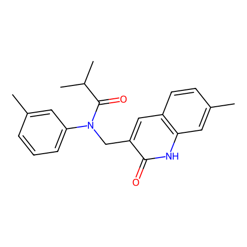 N-((2-hydroxy-7-methylquinolin-3-yl)methyl)-N-(m-tolyl)isobutyramide structure