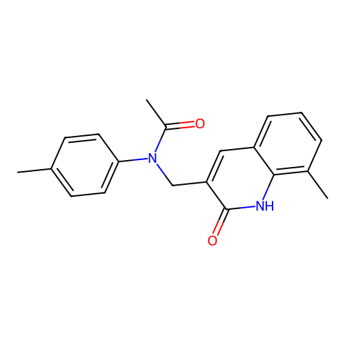 N-[(8-methyl-2-oxo-1H-quinolin-3-yl)methyl]-N-(4-methylphenyl)acetamide structure