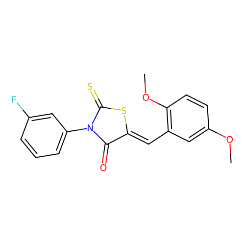 (Z)-5-(2,5-dimethoxybenzylidene)-3-(3-fluorophenyl)-2-thioxothiazolidin-4-one structure