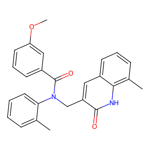 N-((2-hydroxy-8-methylquinolin-3-yl)methyl)-3-methoxy-N-(o-tolyl)benzamide structure