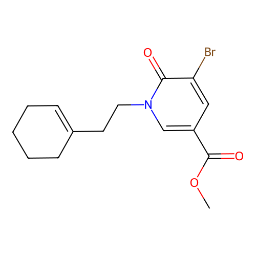 methyl 5-bromo-1-[2-(cyclohexen-1-yl)ethyl]-6-oxopyridine-3-carboxylate structure