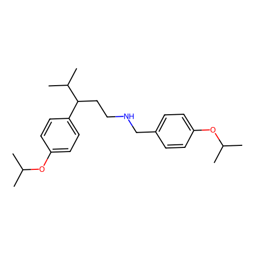N-(4-isopropoxybenzyl)-3-(4-isopropoxyphenyl)-4-methylpentan-1-amine structure