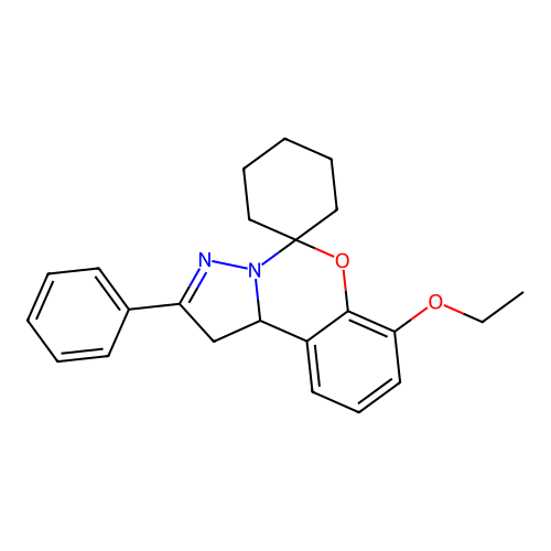 7'-ethoxy-2'-phenyl-1',10b'-dihydrospiro[cyclohexane-1,5'-pyrazolo[1,5-c][1,3]benzoxazine] structure