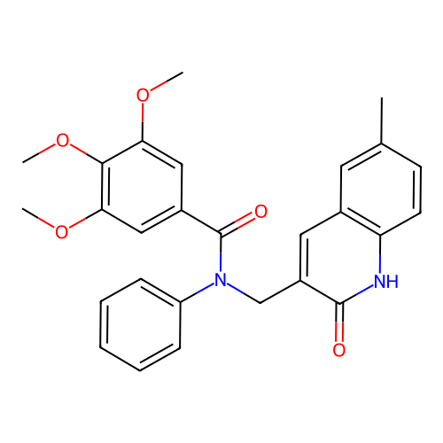 N-((2-hydroxy-6-methylquinolin-3-yl)methyl)-3,4,5-trimethoxy-N-phenylbenzamide structure