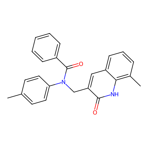 N-[(8-methyl-2-oxo-1H-quinolin-3-yl)methyl]-N-(4-methylphenyl)benzamide structure