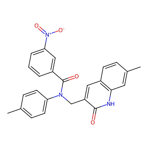 N-[(7-methyl-2-oxo-1H-quinolin-3-yl)methyl]-N-(4-methylphenyl)-3-nitrobenzamide structure