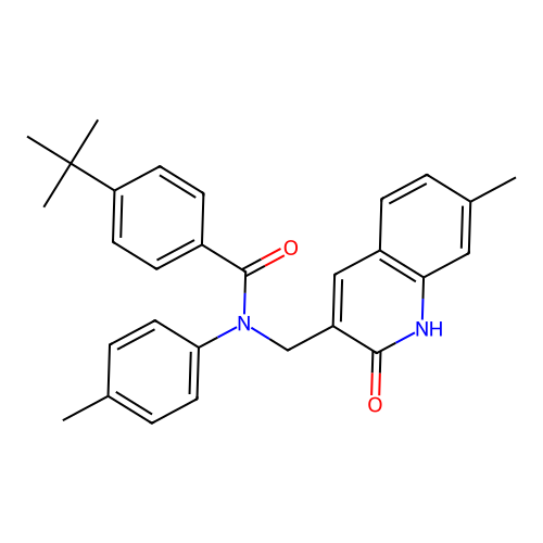 4-(tert-butyl)-N-((2-hydroxy-7-methylquinolin-3-yl)methyl)-N-(p-tolyl)benzamide structure