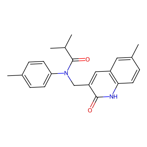 N-((2-hydroxy-6-methylquinolin-3-yl)methyl)-N-(p-tolyl)isobutyramide structure