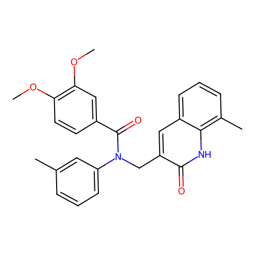 N-((2-hydroxy-8-methylquinolin-3-yl)methyl)-3,4-dimethoxy-N-(m-tolyl)benzamide structure