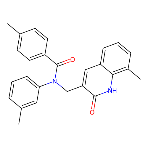 4-methyl-N-[(8-methyl-2-oxo-1H-quinolin-3-yl)methyl]-N-(3-methylphenyl)benzamide structure
