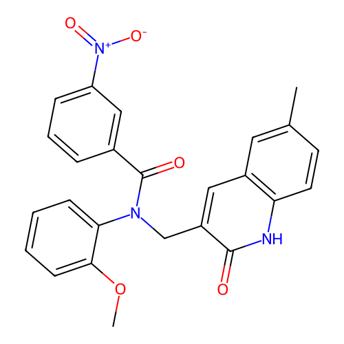 N-((2-hydroxy-6-methylquinolin-3-yl)methyl)-N-(2-methoxyphenyl)-3-nitrobenzamide structure