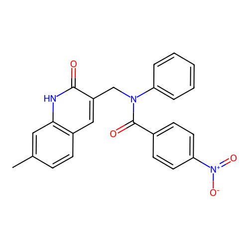 N-[(7-methyl-2-oxo-1H-quinolin-3-yl)methyl]-4-nitro-N-phenylbenzamide structure