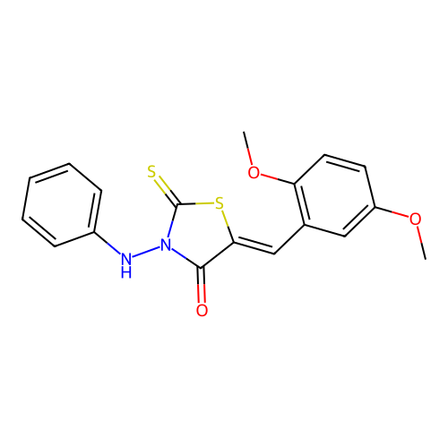 (Z)-5-(2,5-dimethoxybenzylidene)-3-(phenylamino)-2-thioxothiazolidin-4-one structure