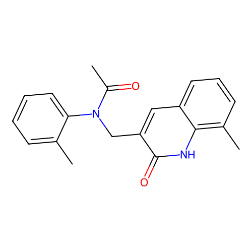 N-[(8-methyl-2-oxo-1H-quinolin-3-yl)methyl]-N-(2-methylphenyl)acetamide structure