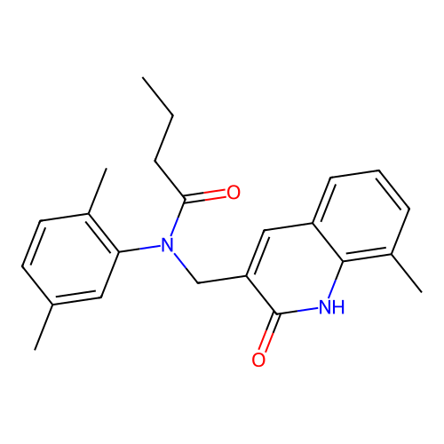N-(2,5-dimethylphenyl)-N-[(8-methyl-2-oxo-1H-quinolin-3-yl)methyl]butanamide structure