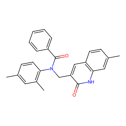 N-(2,4-dimethylphenyl)-N-((2-hydroxy-7-methylquinolin-3-yl)methyl)benzamide structure