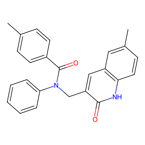 4-methyl-N-[(6-methyl-2-oxo-1H-quinolin-3-yl)methyl]-N-phenylbenzamide structure