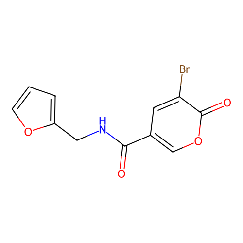 3-bromo-N-(furan-2-ylmethyl)-2-oxo-2H-pyran-5-carboxamide structure