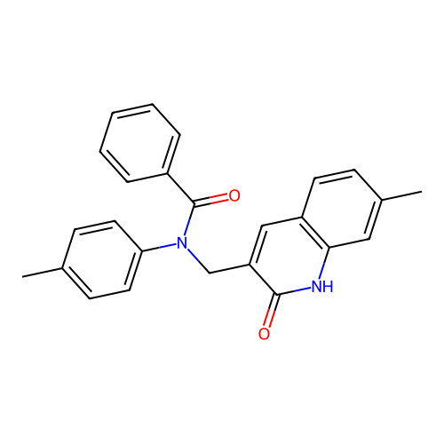 N-[(7-methyl-2-oxo-1H-quinolin-3-yl)methyl]-N-(4-methylphenyl)benzamide structure