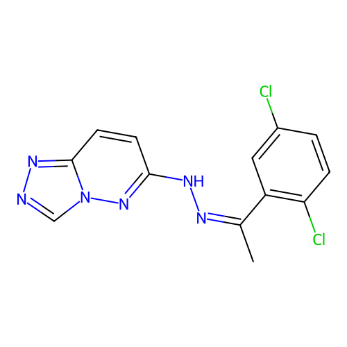 (Z)-6-(2-(1-(2,5-dichlorophenyl)ethylidene)hydrazinyl)-[1,2,4]triazolo[4,3-b]pyridazine structure