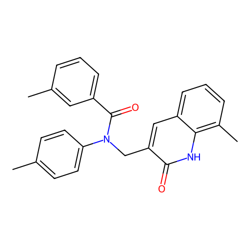 3-methyl-N-[(8-methyl-2-oxo-1H-quinolin-3-yl)methyl]-N-(4-methylphenyl)benzamide structure